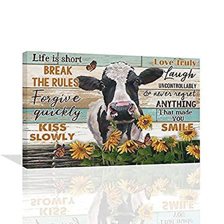 ポスター おしゃれ 名言 名台詞素朴な牛 ひまわり アートワー 花 農家 プリント 絵画 キャンバス インスピレーションを与える引用句 生活 壁装飾 絵 蝶 牛 農場 ウォールアート ポスター 輝く高品質な Www Ifa Moda