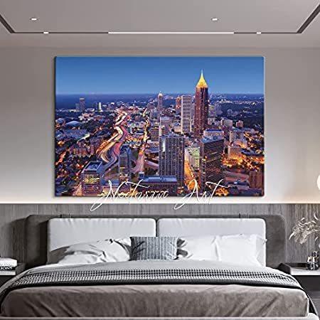 Atlanta City Canvas Art Prints， Tall Buildings Wall Art， Night City Framed