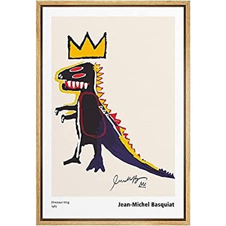 輝い Signleader ファインアート ファンタジーイラスト 動物 恐竜王 ジーンズ ミシェル バスキア ウォールアート フレーム入り