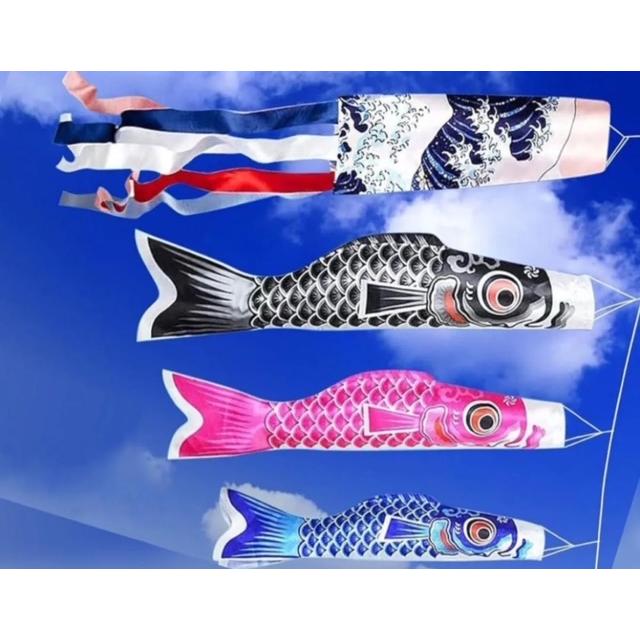 4点セット鯉のぼり 3個＋1.4m吹流し付き 室外鯉のぼり ベランダ用 簡単