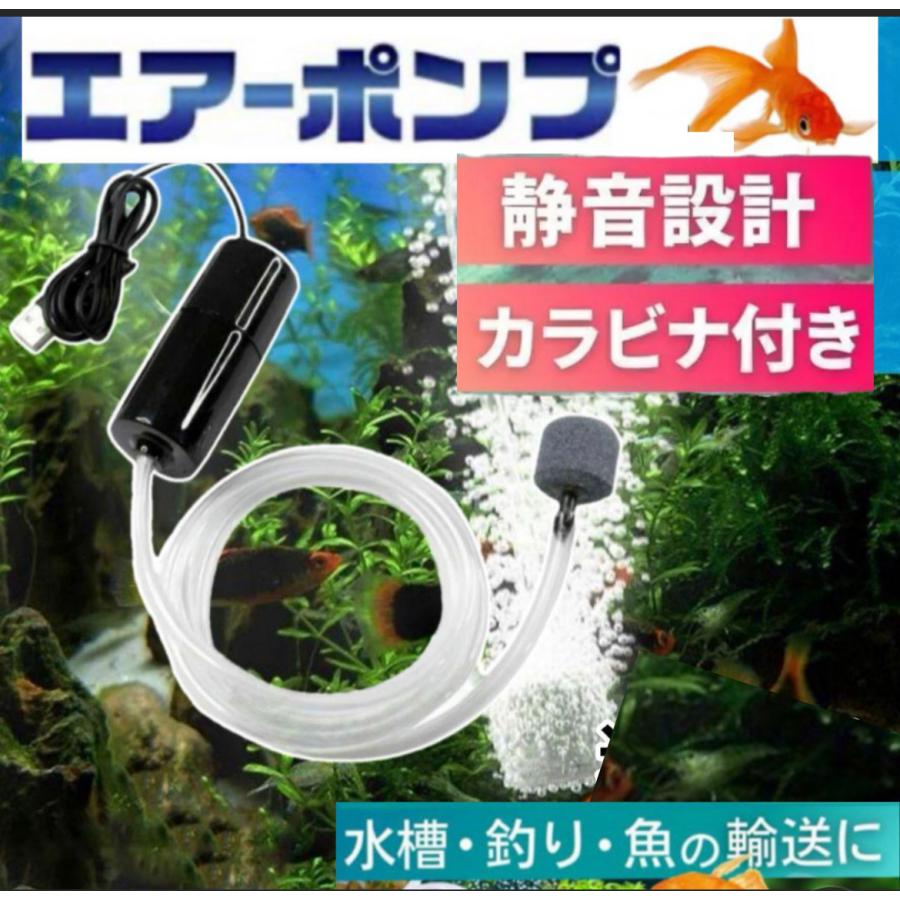 AIRBack airpump その他備品付き 最新版 カラビナ付き エアーポンプ ブクブク エアーポンプ水槽 釣り