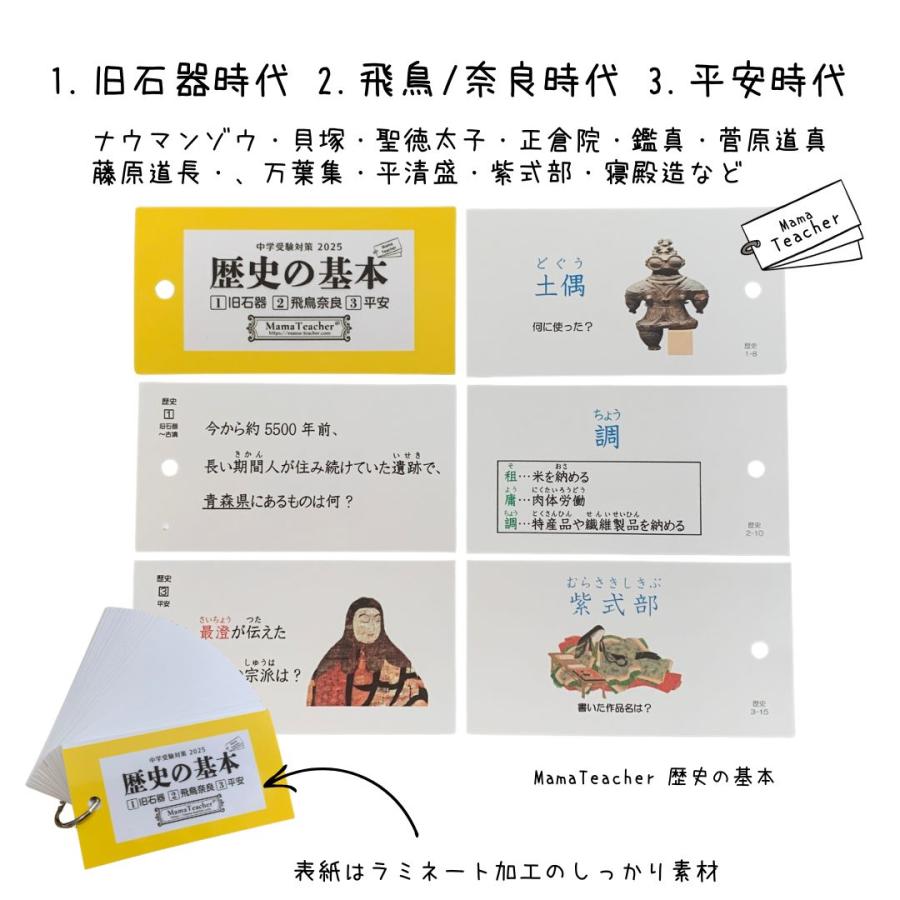 歴史の基本(2025)暗記カードフルセット（MamaTeacher公式） : 中学受験