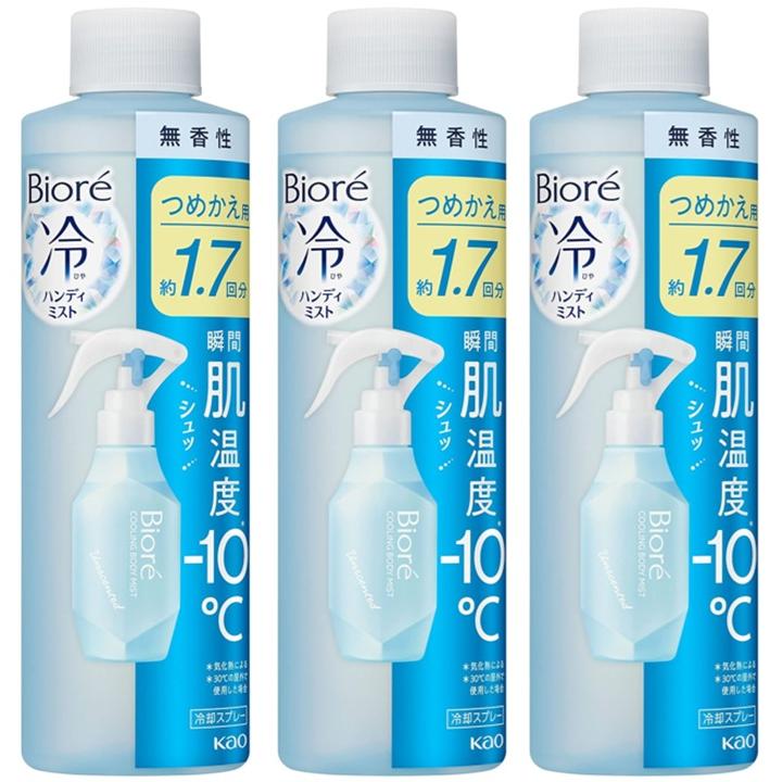 Biore ビオレ 冷 ハンディ ミスト 無香性 つめかえ用 200ml 3個