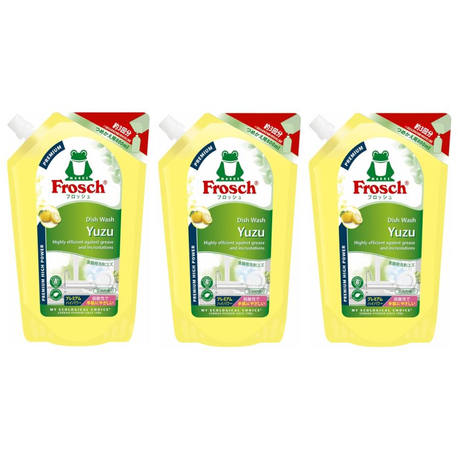 旭化成ホームプロダクツ Frosch フロッシュ 食器用 洗剤 プレミアム ユズ つめかえ 800ml 3個 セット