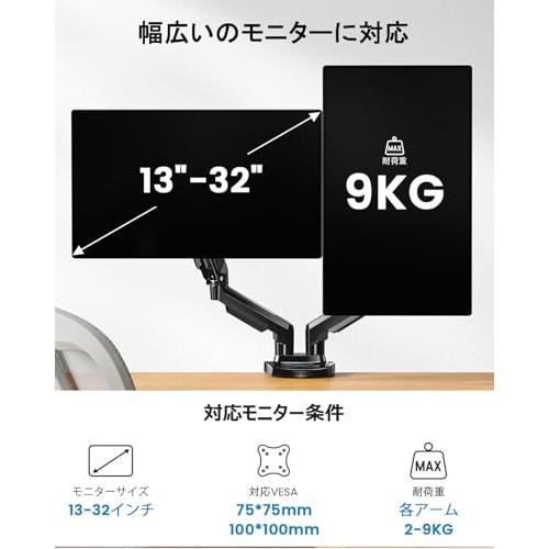 HUANUO (ファーノー) PCモニターアーム デュアル 液晶ディスプレイ