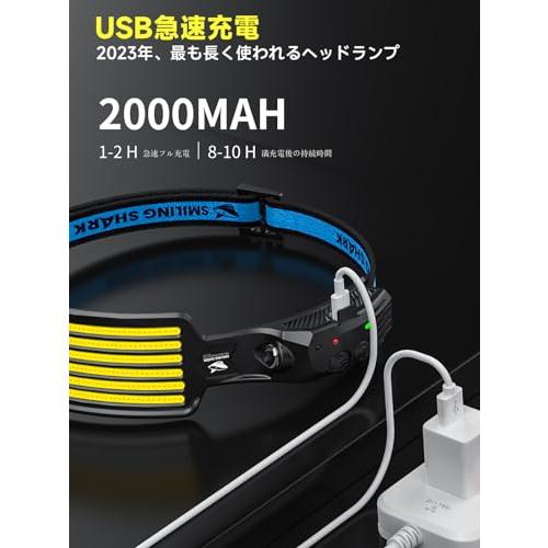 TD-0123 Smiling Shark 充電式 LED ヘッドライト 【2023年最新款・PSE??・白光2個セット】 USB充電可能 6｜mamesmile｜04