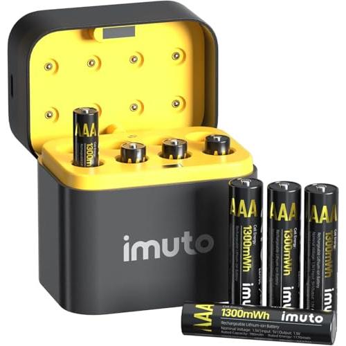【2026アップグレード】imuto 充電池 単四 リチウム充電電池 1.5V 急速充電 単4電池（1300mWh*8） 1600回以上循環使用（Yahoo!・mamesmile）