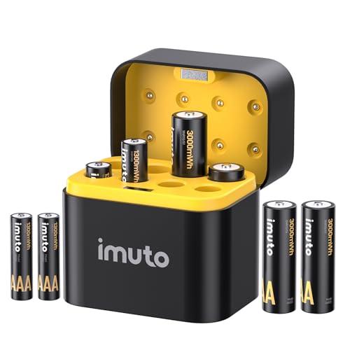 【2026アップグレード】imuto 充電電池 単三充電池 単四充電池 リチウム充電池 1.5V 急速充電 単3バッテリー（3000mWh*4）（Yahoo!・mamesmile）