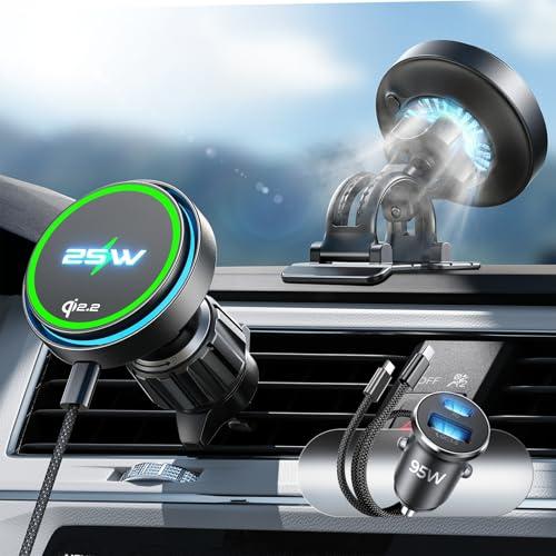 LISEN 2026新版【Qi2.2認証 25W充電】magsafe 車載ホルダー 冷却ファン
