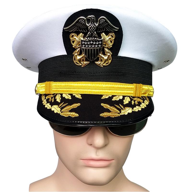 軍帽子 米国軍 米軍 海軍 将官 キャプテン 制帽 帽章付 アメリカ 軍帽子 米国軍 米軍 海軍 将官 キャプテン 制帽 帽章付 アメリカ