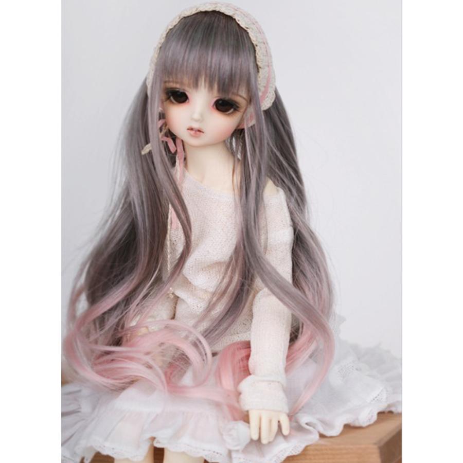 海外カスタムドール用耐熱ウィッグ ロングヘア グレー〜ピンク 海外カスタムドール用耐熱ウィッグ ロングヘア グレー〜ピンク