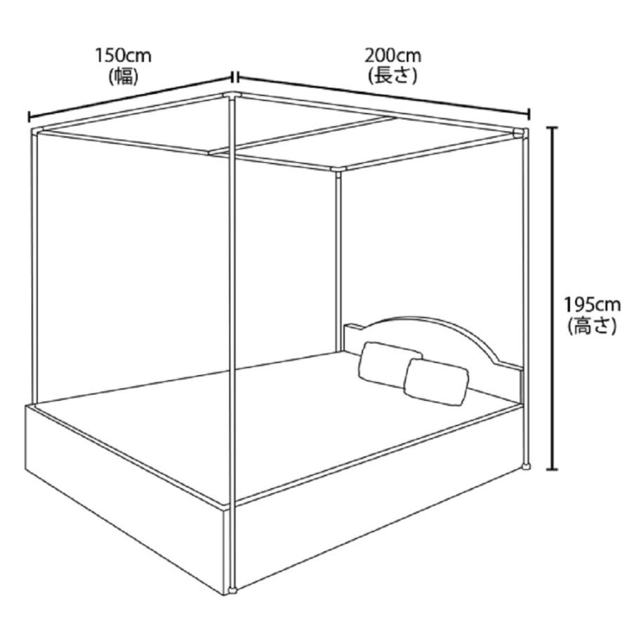 新作マット・カーペット mamodenpa 電磁波シールドメッシュベッド蚊帳 ＜ダブルベッド：150幅×200長さ×195cm高さ＞ パイプフレーム＆天井吊りフック付き【EMC-508BDS】 【WSO3667875381】(130900円)