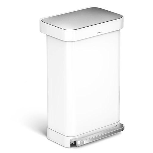 simplehuman シンプルヒューマン 【代引き不可商品】レクタンギュラーステップカン 45L ホワイト 114｜mamoru-k｜02