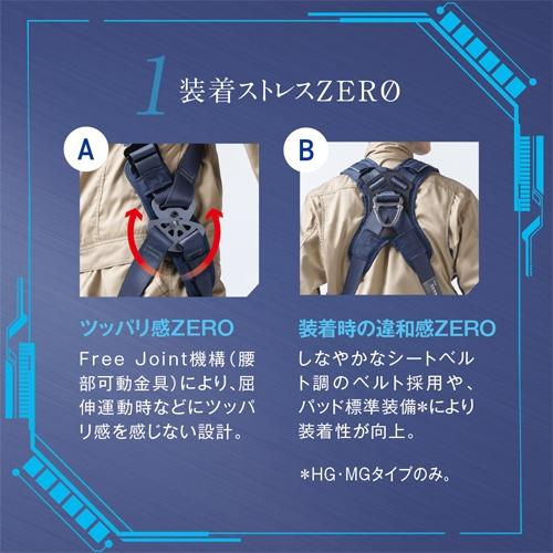 墜落制止用器具 フルハーネス ZERO-Gハーネス 水平型 MG TH-520H-OT-MG