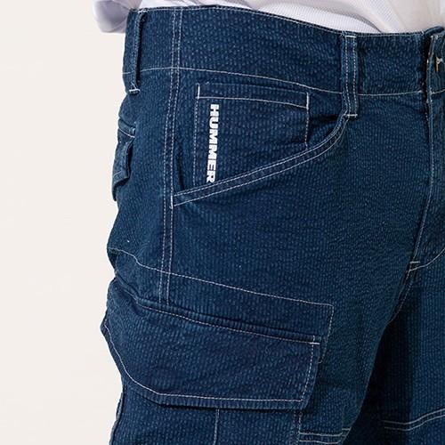 ワンピなど最旬ア 作業服 デニム ハーフパンツ Hummer ハマー 涼感ハーフカーゴ 357 1 作業着 春夏 短パン メンズ ひざ下 Discoversvg Com