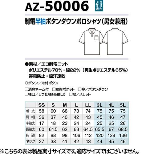 アイトス AZ-50006 制電半袖ポロシャツ（男女兼用） AITOZ 作業