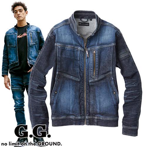 作業服 デニム 桑和 SOWA G.GROUND 長袖ブルゾン 1682-20 作業着 通年 秋冬 ストレッチ 吸汗性 製品洗い 作業服 デニム 桑和 SOWA G.GROUND 長袖ブルゾン 1682-20 作業着 通年