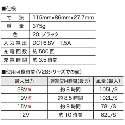 EFウェア バッテリー 村上被服 鳳皇 HOOH 快適ウェア用バッテリー単体