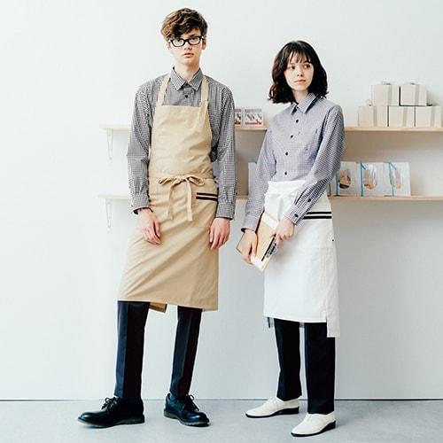 爆買 エプロン 前掛 制服 ユニフォーム ミドル丈 住商モンブラン