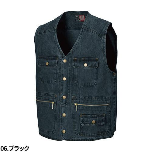 鳶服 上着 シャツ シンメン スラブデニムベスト 820 作業服 秋冬 通年