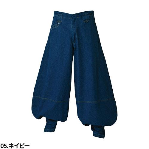 鳶服 ニッカポッカ パンツ シンメン スラブデニム超超ロング八分ニッカ