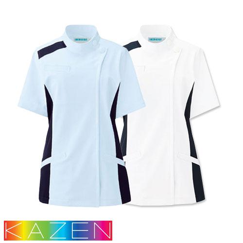 患者服女性 ケーシー ジャケット 084 チュニック 横掛 KAZEN カゼン 半袖