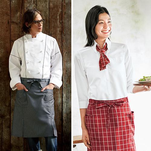 【超美品】ラケル 制服 エプロン L メール便対応】エプロン 前掛 KAZEN カゼン 腰下エプロンミドル丈