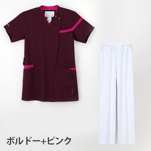 スクラブ 上下セット 白衣 白パンツ ナガイレーベン 男女兼用 半袖 