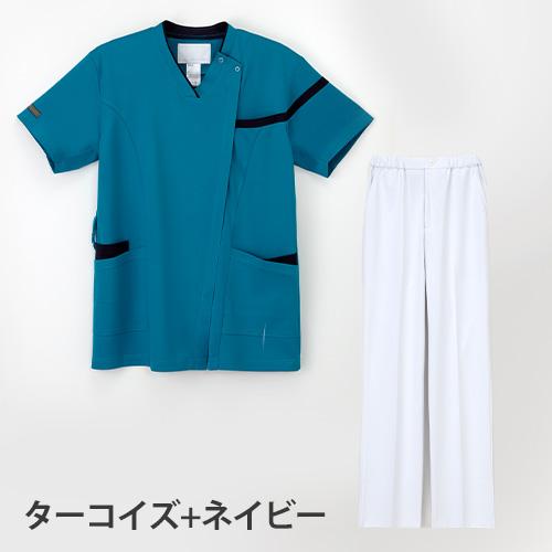 スクラブ 上下セット 白衣 白パンツ ナガイレーベン 男女兼用 半袖