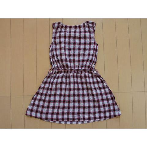 ベベ bebe 子供服 女の子 110cm ワンピース チェック グレー 赤