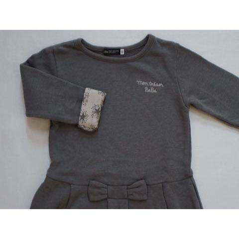 BeBe（ベベ） アウトレット 子供服 女の子 長袖 ワンピース グレー