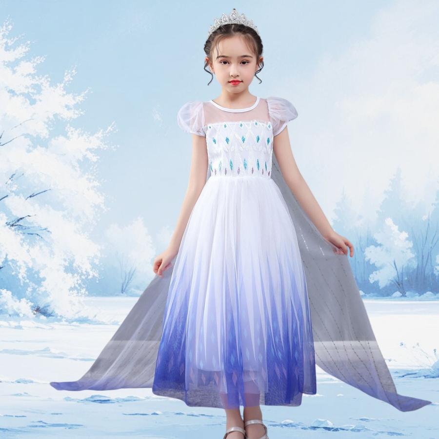 白 エルサ ドレス キッズ アナと雪の女王 子供 用 半袖 ハロウィン 衣装 コスチューム コスプレ プリンセス 女の子 誕生日 プレゼント 100 110 120 130 140 cm |  | 05