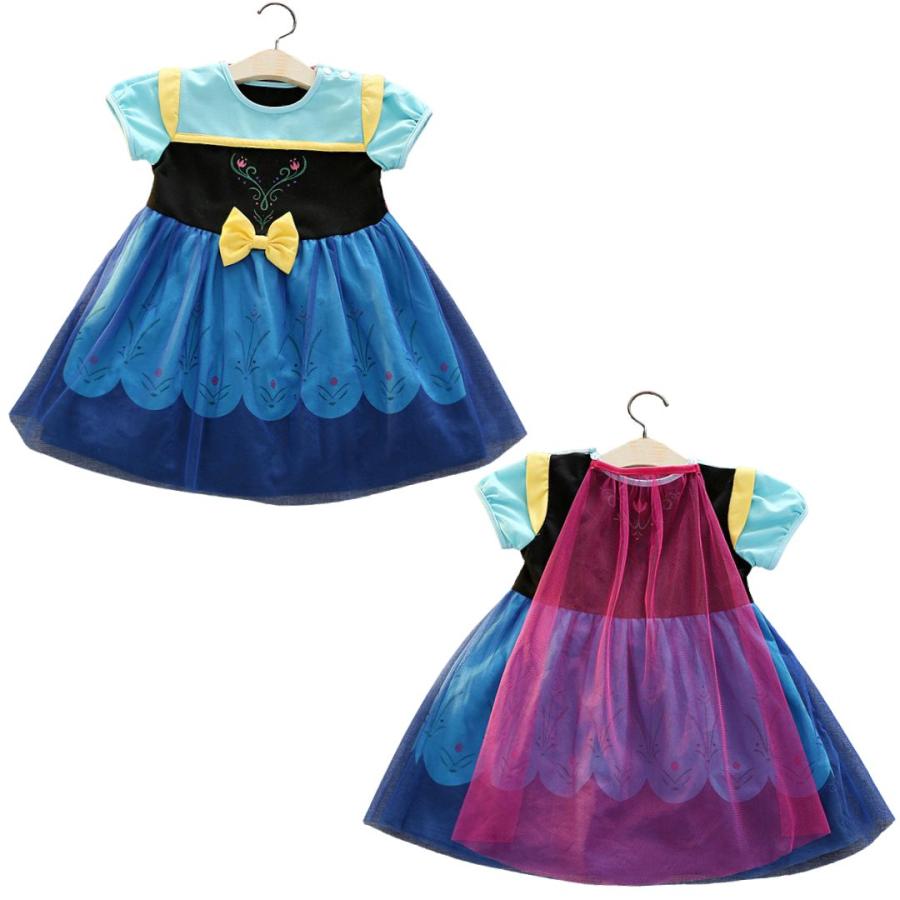 半袖 プリンセスワンピース 半袖 プリンセス キッズ ワンピース  プリンセスドレス アナ エルサ 白雪姫 子供 子ども コスチューム ハロウィン 90 100 110 120 cm |  | 17