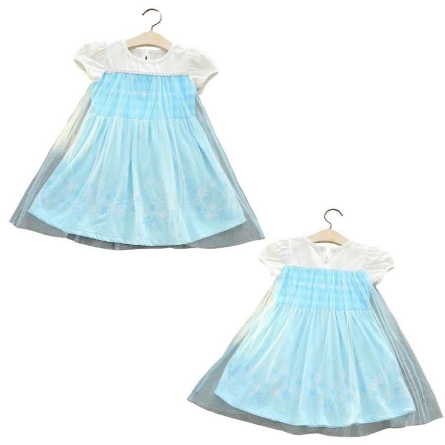 半袖 プリンセスワンピース 半袖 プリンセス キッズ ワンピース  プリンセスドレス アナ エルサ 白雪姫 子供 子ども コスチューム ハロウィン 90 100 110 120 cm |  | 19
