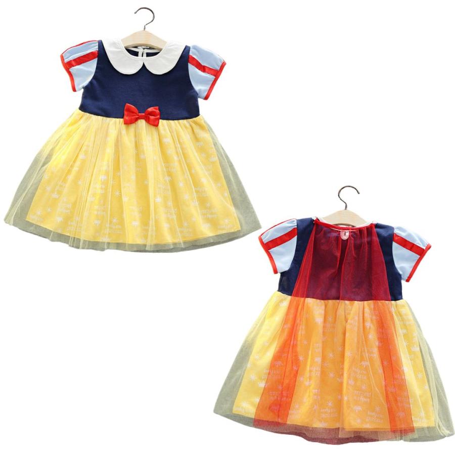 半袖 プリンセスワンピース 半袖 プリンセス キッズ ワンピース  プリンセスドレス アナ エルサ 白雪姫 子供 子ども コスチューム ハロウィン 90 100 110 120 cm |  | 21