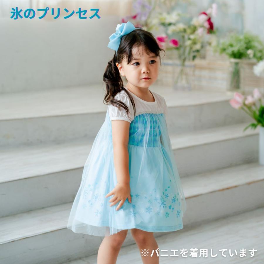 半袖 プリンセスワンピース 半袖 プリンセス キッズ ワンピース  プリンセスドレス アナ エルサ 白雪姫 子供 子ども コスチューム ハロウィン 90 100 110 120 cm |  | 09