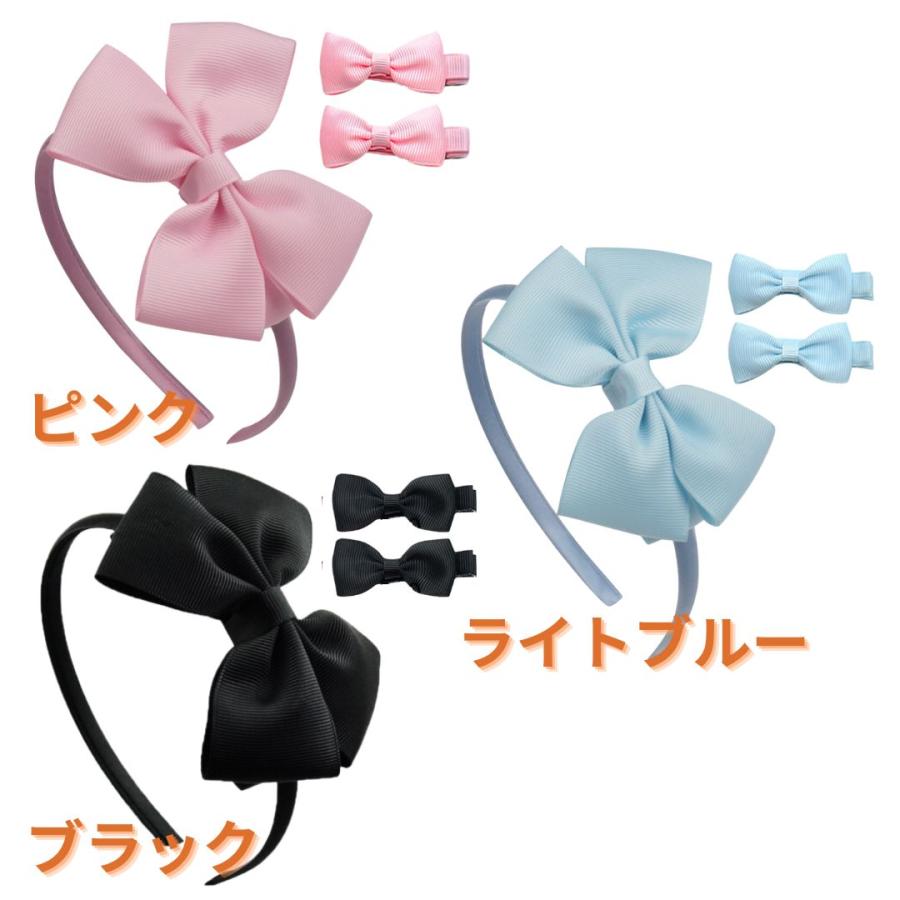 リボンカチューシャ ヘアクリップ 3点セット ヘアアクセサリー