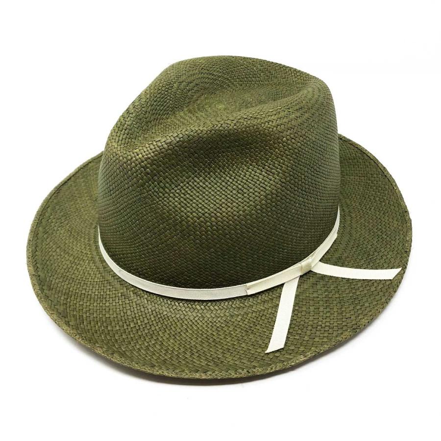 Marea エクアドル産本パナマハット 細リボン グリーン Www Workplace No