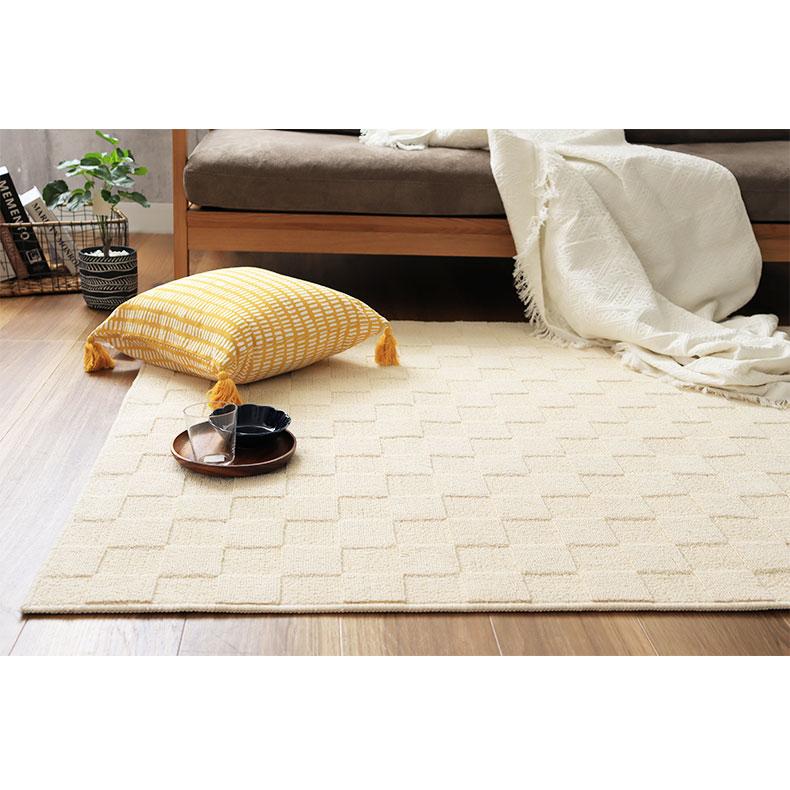 日本製 国産 3畳 安心 安全 185x240cm ラグ パウダーコットンブロック