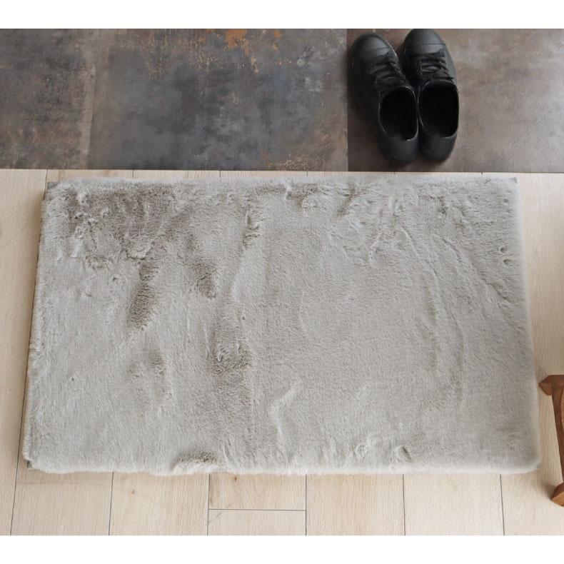 マナベインテリアハーツ 玄関マット 50x80cm 長方形 ラビットファー