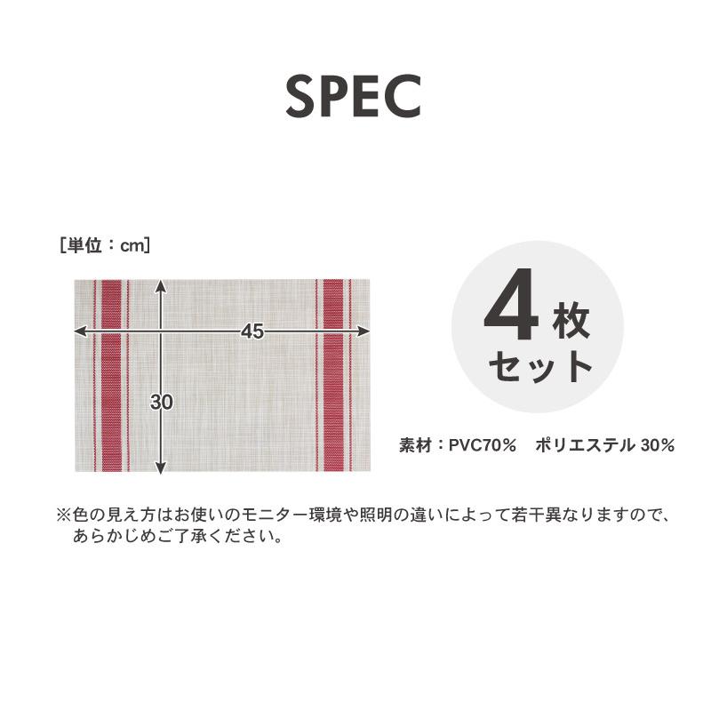 マナベインテリアハーツ ランチョンマット 4枚セット PVC マナベインテリアハーツ ランチョンマット 4枚セット PVC