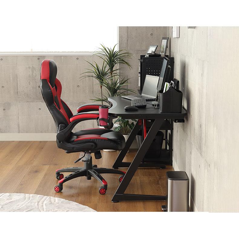 687 ゲーミングデスク パソコンデスク 炭素繊維天板 カップホルダー