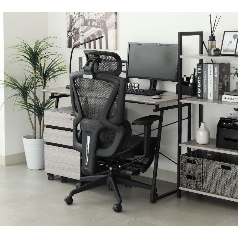 マナベインテリアハーツ ワークチェア メッシュ ロッキング ヘッドギア