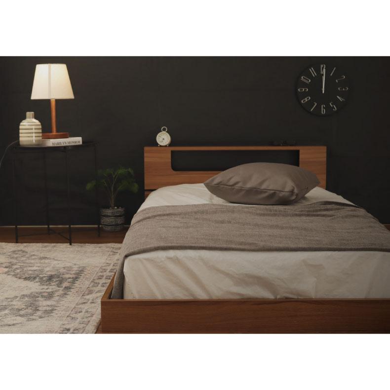 マナベインテリアハーツ シングルベッド ロータイプ 棚 コンセント