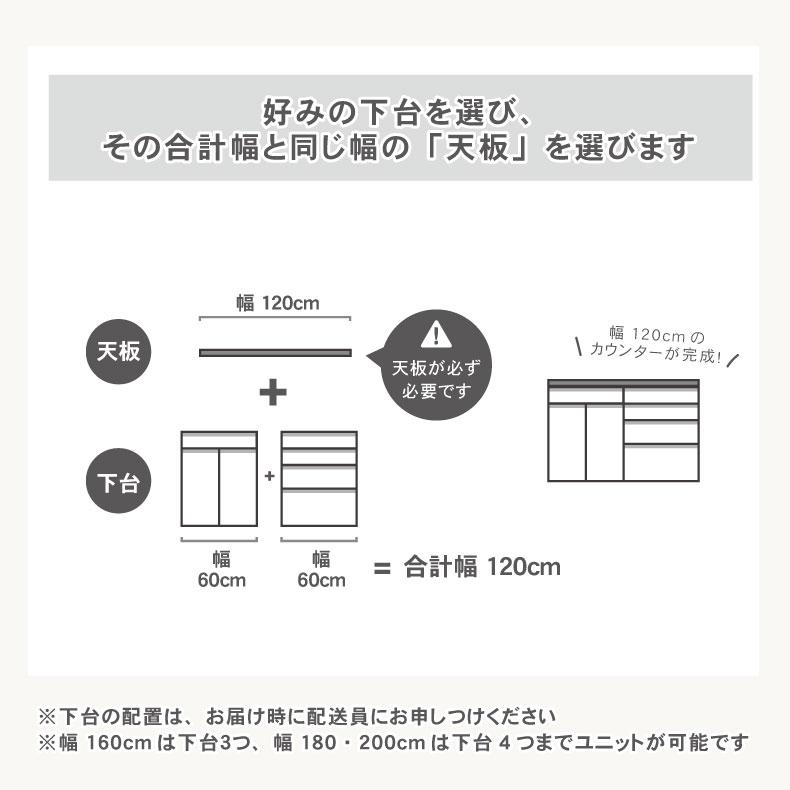 組み換え 食器入れ オリジナル レンジ台 幅160cm カウンター用天板 フォーガスの画像