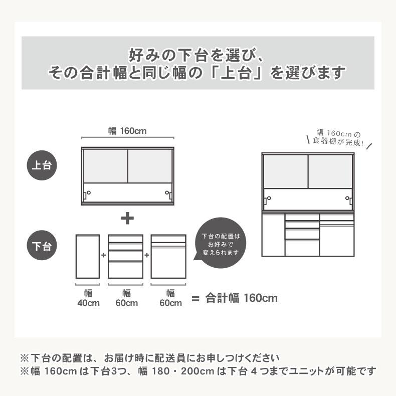組み換え 食器入れ オリジナル レンジ台 レンジボード カップボード カスタマイズ キッチンボード 160cm食器棚 上台 セラス_2