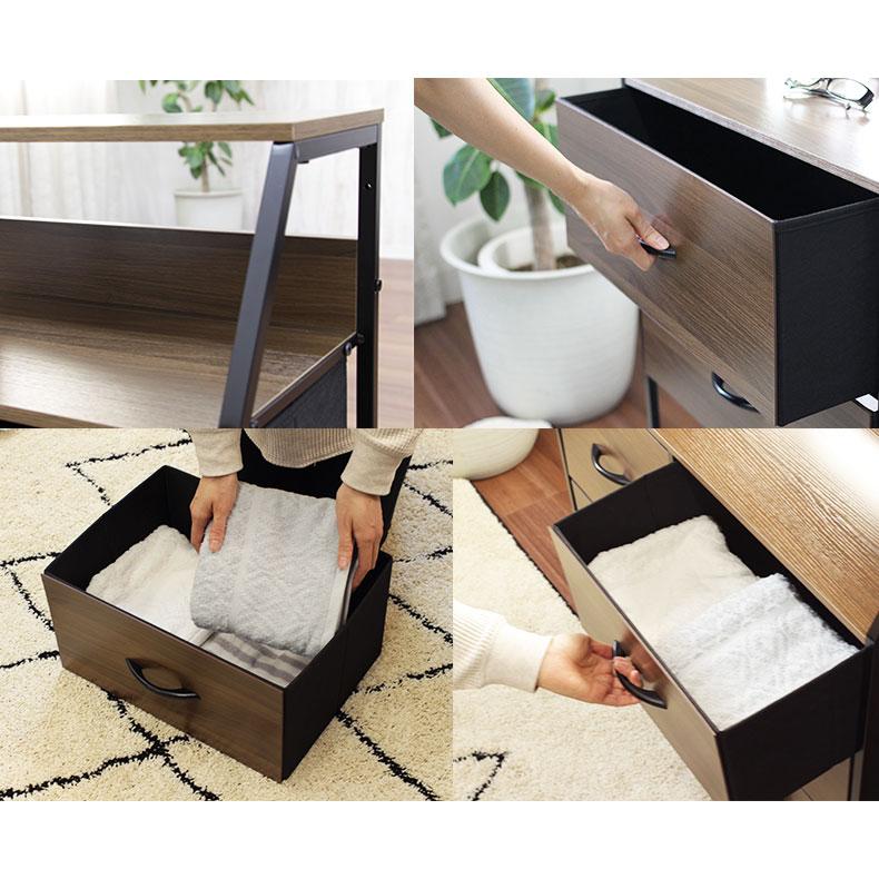 マナベインテリアハーツ チェスト おしゃれ 脚付き 薄型 奥行30 幅84 3