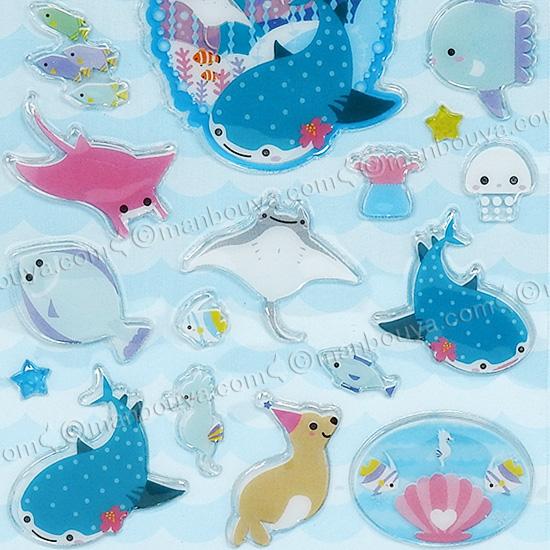 ジンベエザメ ドロップシール かわいい 水族館グッズ オーシャン
