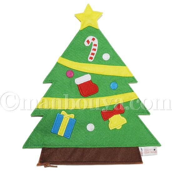 厚手キルト綿入りファスナー付トートバッグ❣️クリスマスツリー付き❣️メリーボンボン⭐️ 春夏物50％OFF】クーコ COOCO SMILEY チャーム付麻x
