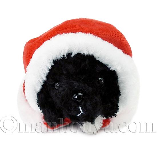 クリスマス ぬいぐるみ 犬 プードル ブラック サンタフードマント